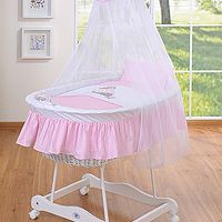 Moses Baskets/Wicker crib with drape - small wheels