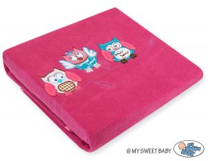Polar fleece Decke für Babies - Eulen Bigi Zibi & Adele- dunkel rosa