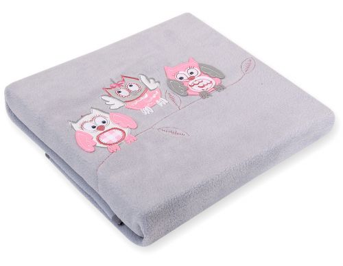 Polar fleece blanket - Owls Bigi Zibi & Adele- grey