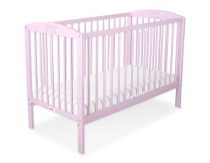 Wooden baby cot 120x60cm crown pink