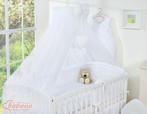 Mosquito-net made of chiffon- Hanging Hearts white