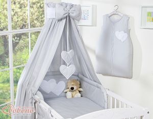 Canopy made of fabric- Hanging Hearts gray