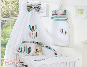 Canopy made of fabric- Hanging Hearts brown strips