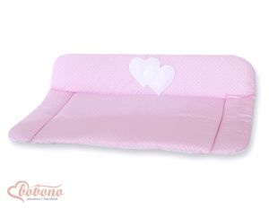 Soft changing mat- Hanging Hearts white polka dots on pink