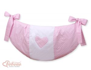 Toys bag- Hanging Hearts white polka dots on pink