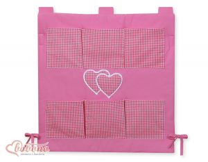 Kinderbetttasche- Hängende Herzen dunkel rosa kariert