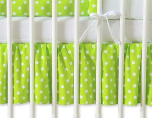 Dust Ruffle-Masking flounce 140x70cm- Hanging Hearts white dots on green