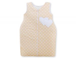 Sleeping bag- Hanging hearts white dots on beige