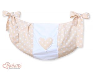 Toys bag- Hanging Hearts white dots on beige