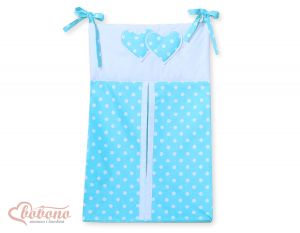 Diaper bag- Hanging Hearts white dots on turquoise