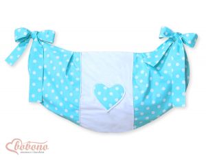 Toys bag- Hanging Hearts white dots on turquoise