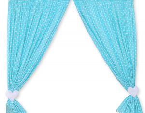 Curtains for baby room- Hanging Hearts white dots on turquoise