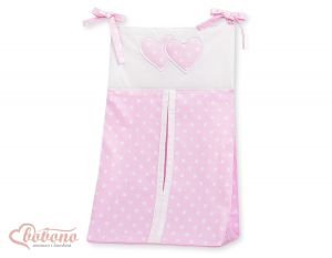 Diaper bag- Hanging Hearts white dots on pink