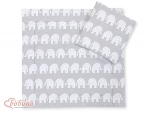 Baby pram set 2pcs- Simple Elephants grey