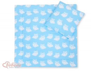 Baby pram set 2pcs- Simple Owls blue