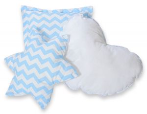 3pcs pillow set -  Chevron blue