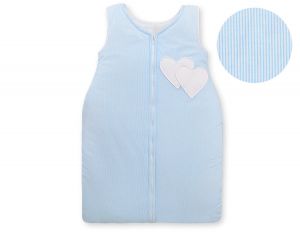 Schlafsack- Hängende Herzen blau gestreift
