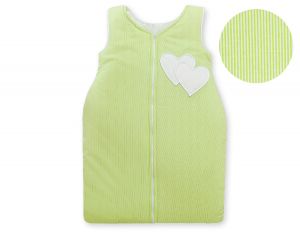 Schlafsack- Hängende Herzen grün gestreift