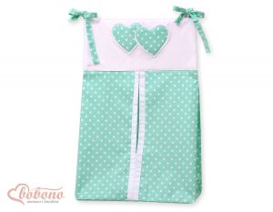 Diaper bag- Hanging Hearts white dots on mint