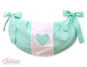 Toys bag- Hanging Hearts white dots on mint