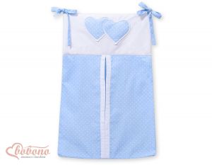 Diaper bag- Hanging hearts white dots on blue