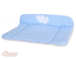 Soft changing mat- Hanging Hearts white polka dots on blue