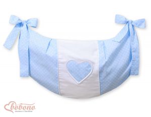 Toys bag- Hanging hearts white dots on blue