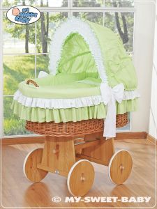 Moses Basket/Wicker hood crib- Bellamy green
