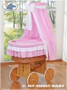 Moses Basket/Wicker drape crib- Bellamy pink