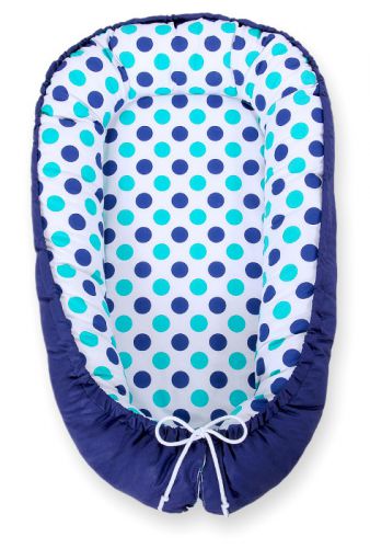Baby nest double-sided Premium Cocoon for infants BOBONO- mint-turquoise dots