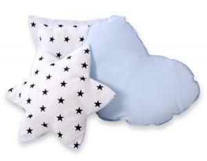 3pcs pillow set - Black Stars/blue