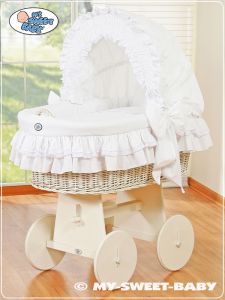 Moses Basket/Wicker crib with hood- Little Angel white