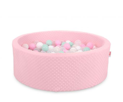 Bällebad aus Minkystoff H-30 cm mit Bällen 200st- rosa