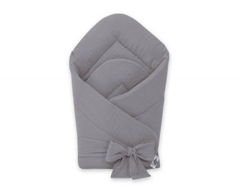 Muslin baby nest with bow - anthracite