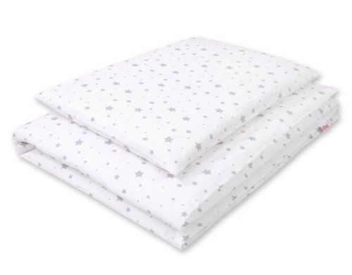 Baby cotton bedding set 2-pcs 120x90 cm- mini gray stars