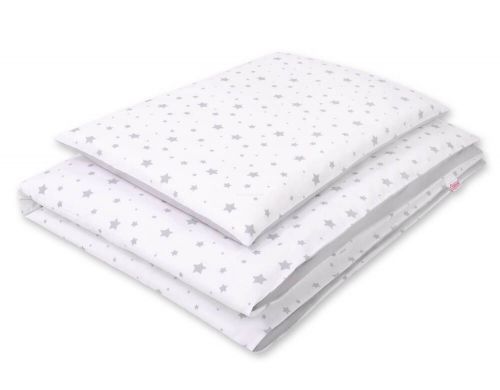 Baby cotton bedding set 2-pcs 120x90 cm- mini gray stars/gray