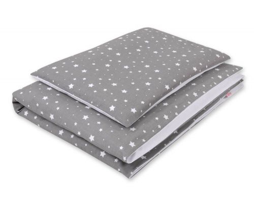Baby cotton bedding set 2-pcs 120x90 cm - mini stars white/white