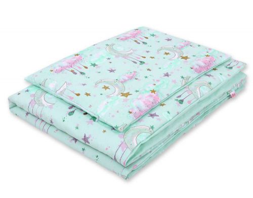 Baby cotton bedding set 2-pcs 135x100 cm- moons mint