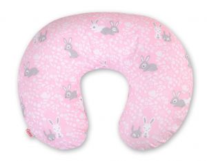 Feeding pillow - pink rabbits