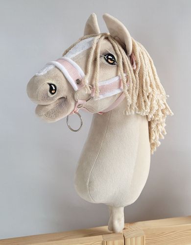 Kantar regulowany dla konia Hobby Horse A3 pudrowy róż białym futerkiem