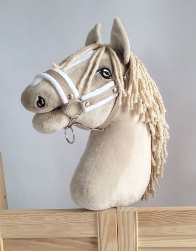 The adjustable halter for Hobby Horse A3 - beige with white furry
