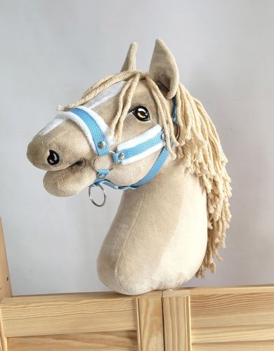 Die Verstellbare Halfter für Hobby Horse A3 - hellblau mit weißem Pelz