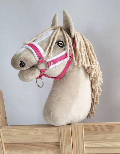 The adjustable halter for Hobby Horse A3 - dark pink with white furry