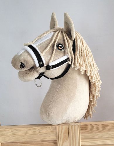 Die Verstellbare Halfter für Hobby Horse A3 - schwarz mit weißem Pelz