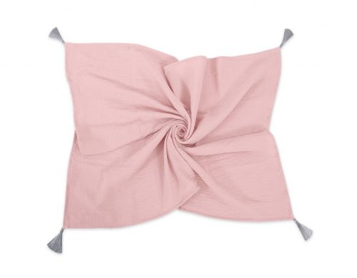 Musselin-Decke für Kinder mit Quasten - pastel pink