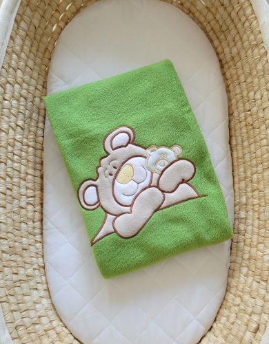 Polar fleece Decke für Babies - Teddy Bär Barnaba grün