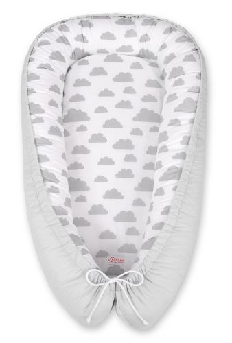 Baby nest double-sided Premium Cocoon for infants BOBONO- clouds gray/gray