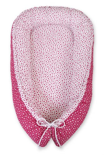 Baby nest double-sided Premium Cocoon for infants BOBONO- wine red stars