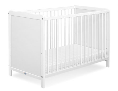 Drewniane białe łóżeczko dla niemowląt 120x60cm Matteo
