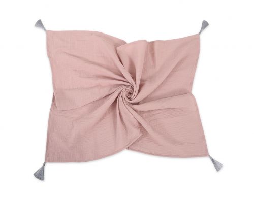Muslin blanket for kids with tassels - pastel pink